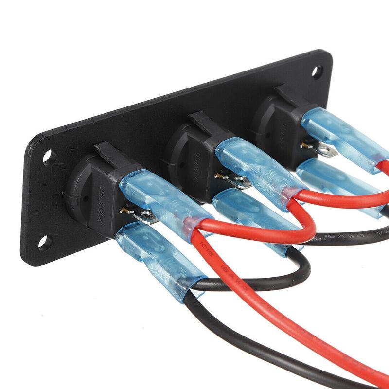 3Gang Blue LED 12V Toggle Rocker Switch Panel For Car Boat Marine RV Truck