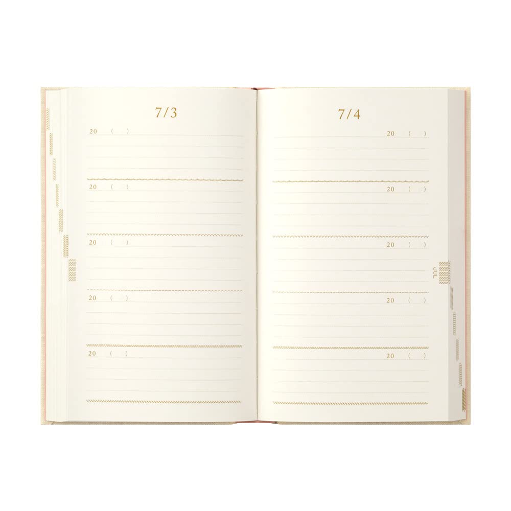 Midori Embroidered Floral with 12883006A 5-Year Diary, Pattern, Beige, Bubbler,