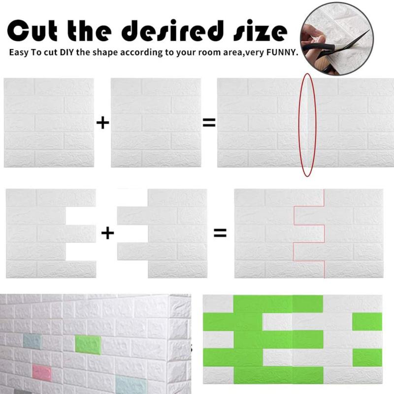3d Three-dimensional Brick Pattern Wall Sticker Self-adhesive Waterproof Anti-collision Soft