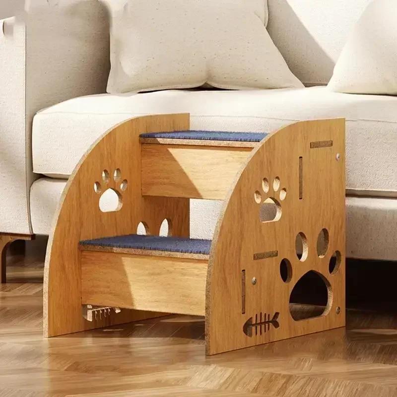 Pet Stairs For Bed Dog Steps Pet Stairs Dog Ramp High Bed Climbing Dog Bed Steps Non-Slip Wooden Dog Stairs For