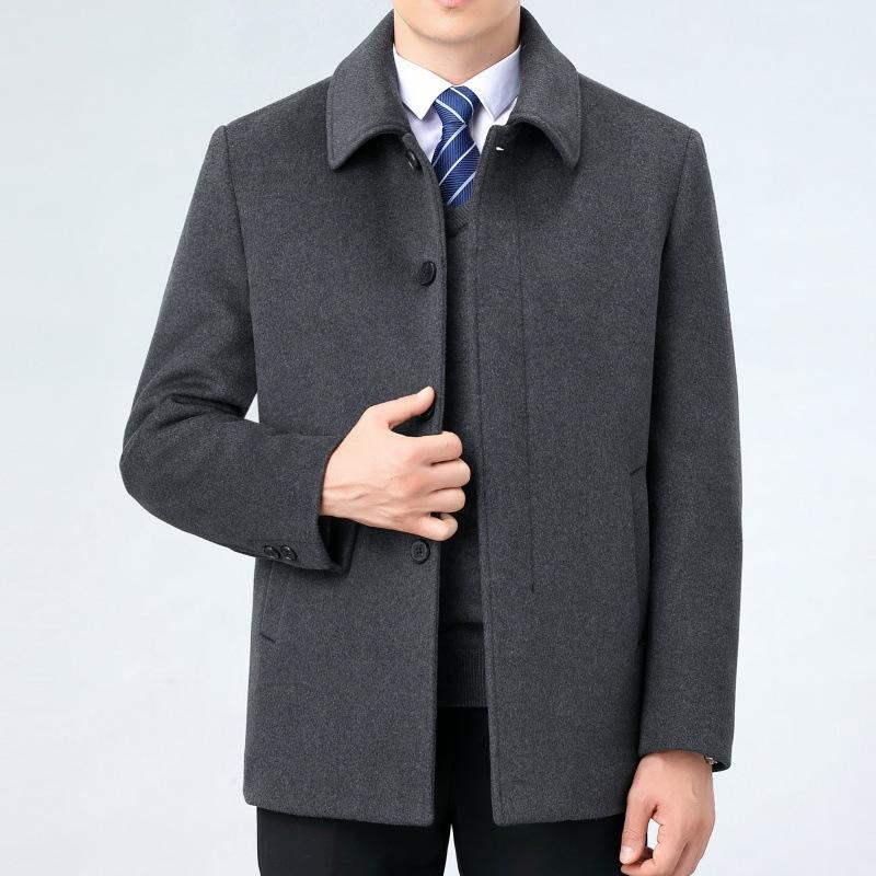 

Кашемировый пиджак с лацканами, мужское шерстяное пальто средней длины, повседневное, деловое, зимнее, новое, шерстяное пальто среднего возраста 205
