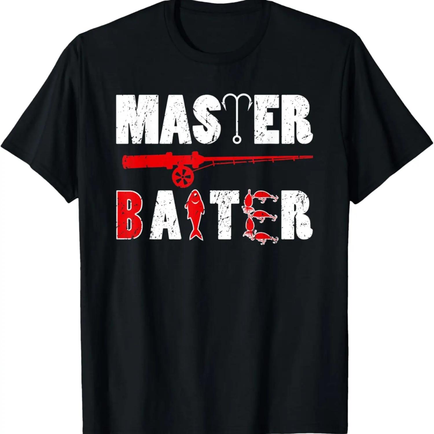 Masterbaiter Funny Fishing Fisherman Fish Master Baiter Dad T-Shirt S чёрный