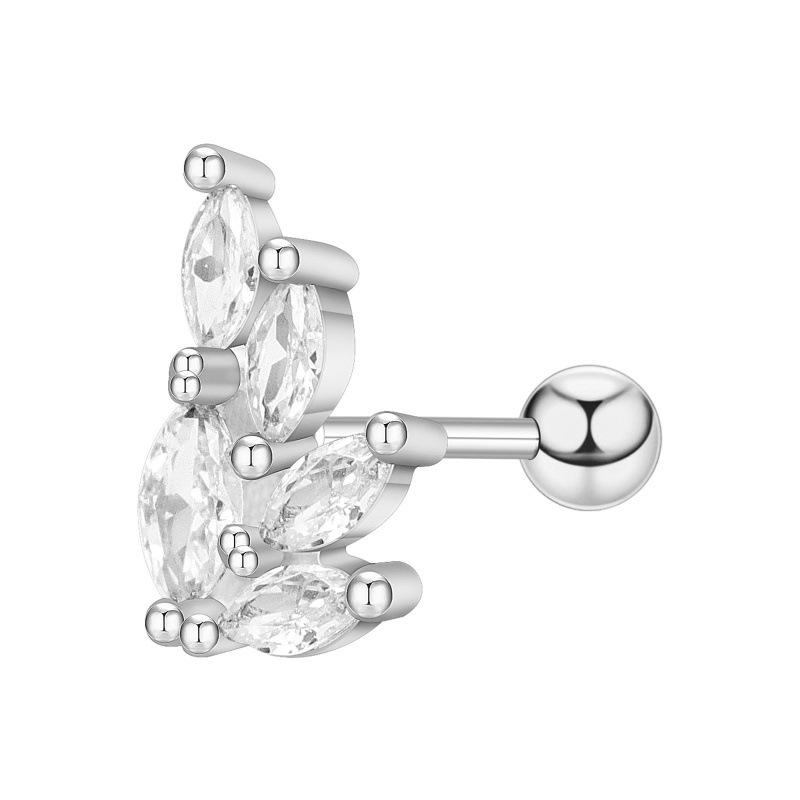 Floral Pave Diamond Mini Screw Stud Earrings 