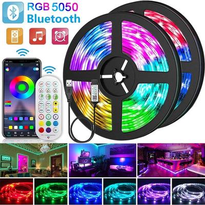 10M LED-Lichtleiste, RGB-LED-Streifen, USB, Bluetooth, 5 V, 5050 SMD, flexibles LED-Lichtband, Schlafzimmer-Display, Hintergrundbeleuchtung, Atmosphäre, Neonlicht