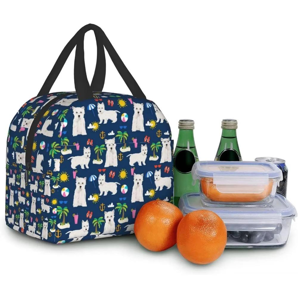 Beach Summer Tropical Dog Insulated Lunch Bag for Women Cooler Tote Box Leakproof Reusable Portable Lunch Bag Work School Picnic