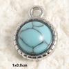 DIY Vintage Sun Oval Charm Stainless Steel Pendants For Jewelry Making Supplies Turquoise Charm Necklace Earrings Decor Findings