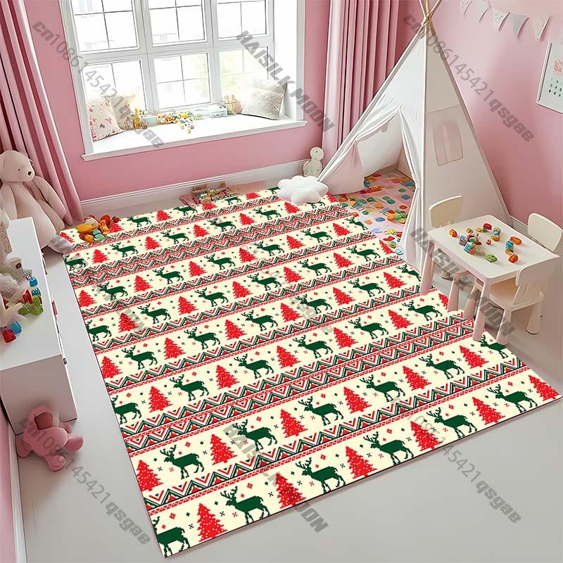

Christmas Bohemian Carpet Baby Creeping Rug for Kids Play Mat Children Room Decor Area Floor Mat Anti-skid Mat for Bedroom Gifts 40cm x 60cm