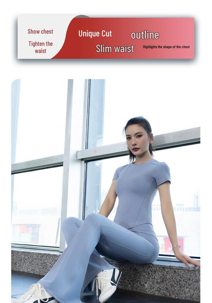 Conjunto de Fitness de Verano de Alta Gama para Mujer - Secado Rápido para Yoga y Pilates - Ropa Exterior de Manga Corta