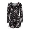 Womens Floral Midi Dress Ladies Holiday Casual Loose Crewneck Long Sleeve Dress