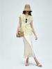 Glossy Satin French Lace Trim Midi A-line Skirt with Elastic Waist
