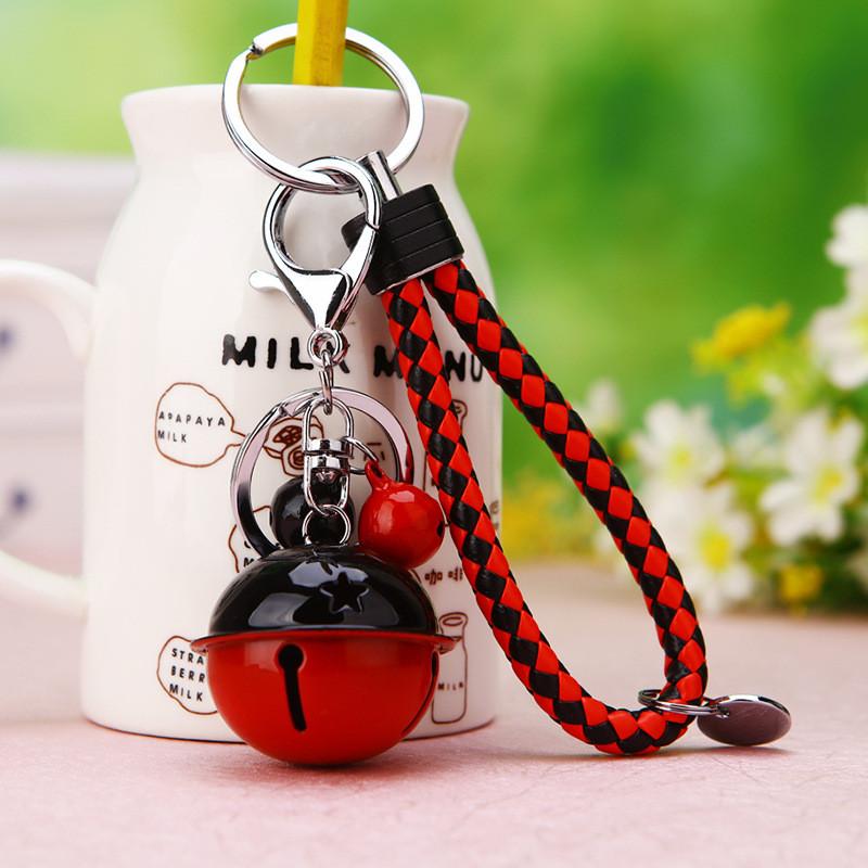 Creative Woven Rope Keychain With Metal Ring And Bell Design For Couples And Men Women
