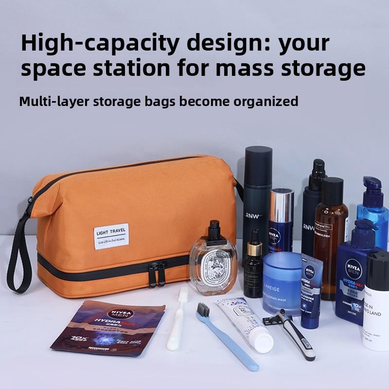Men Travel Toiletry Bag With Dry Wet Separation And Waterproof Nylon Material For Business Trips