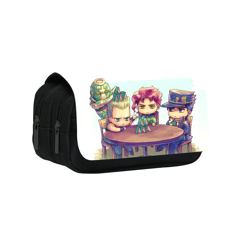 Jojos Bizarre Adventure Print Double Layer Pencil Case With Large Capacity For Study And Office Use