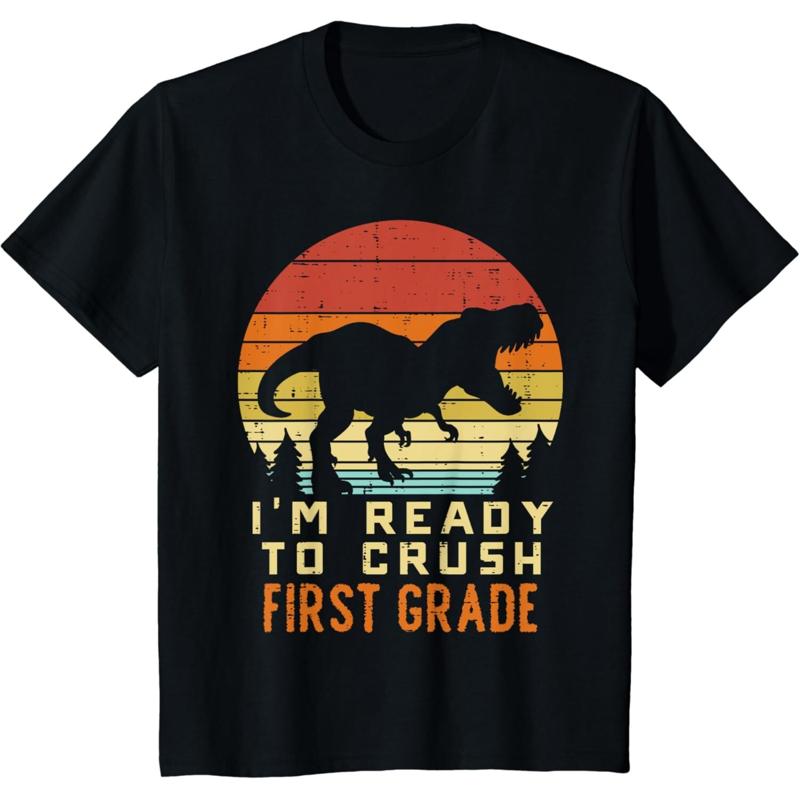 Im Ready To Crush 1st Grade Dinosaur Back School Day Boys T Shirt - Men s Summer Cotton Graphic Tee S разноцветный