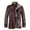 Windproof Warm Winter Coat Male Leather Fleece Motorcycle Coat Men's Plus Velvet PU Leather Jacket Casual Faux Leather Jacket