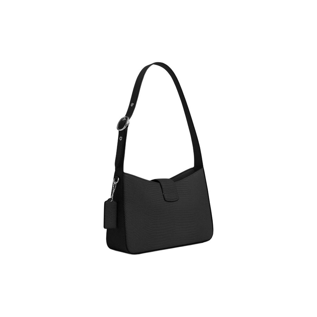 Coach Eliza 25 Adjustable Handle Lizard Embossed Leather Tote Shoulder Bag Medium Women handbags Silver Black CR107-SVBK