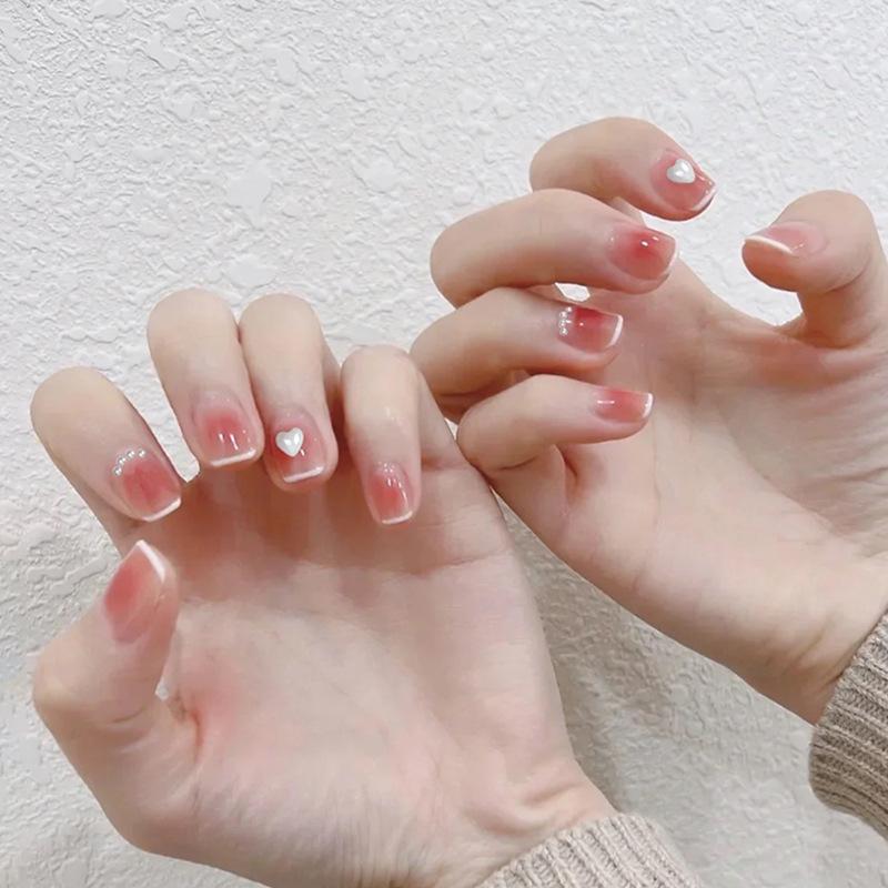 24Pcs Gradient Long Ballet Press On Nails With Glue Full Cover Acrylic False Nails Artificial Manicure Tips