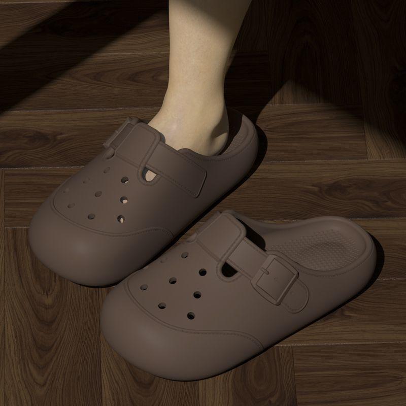 Fashion Thick Hollow Buckle Outside Women's Slippers and Ladies Sandals Designer Luxury Slides Chic Elegant 2025 Trend Eva Shoes On Sale