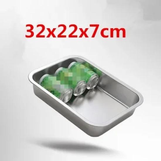 304 Stainless Steel Flat Bottom Rectangle Square Basin with Covered Dish Buffet Plate Food Basin Grilled Plate Bbq Storage Tray