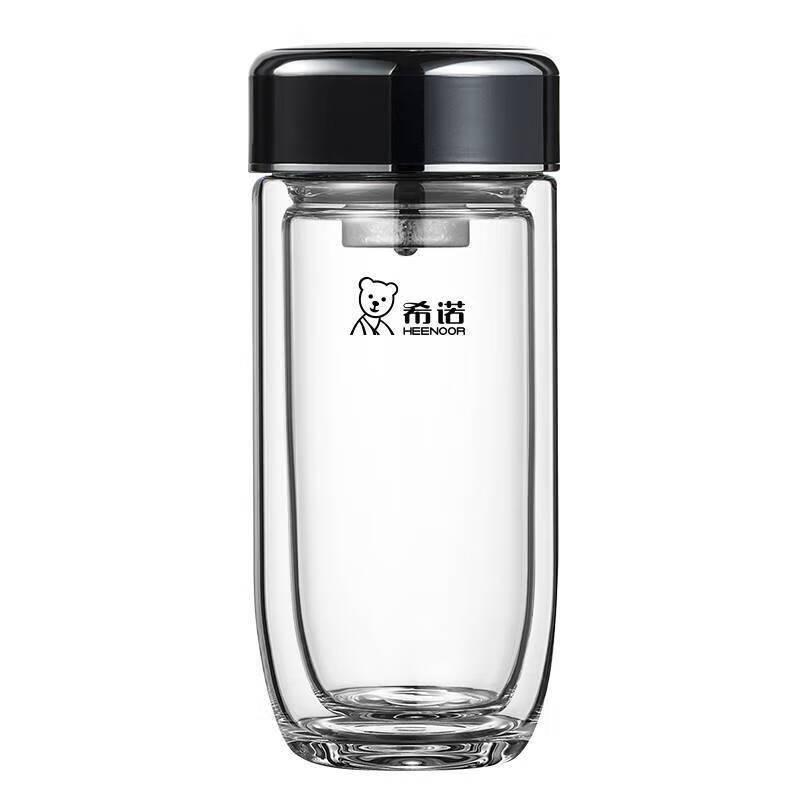 Heenoor Antibacterial Silver Ion Double-Layer Glass Tea Cup