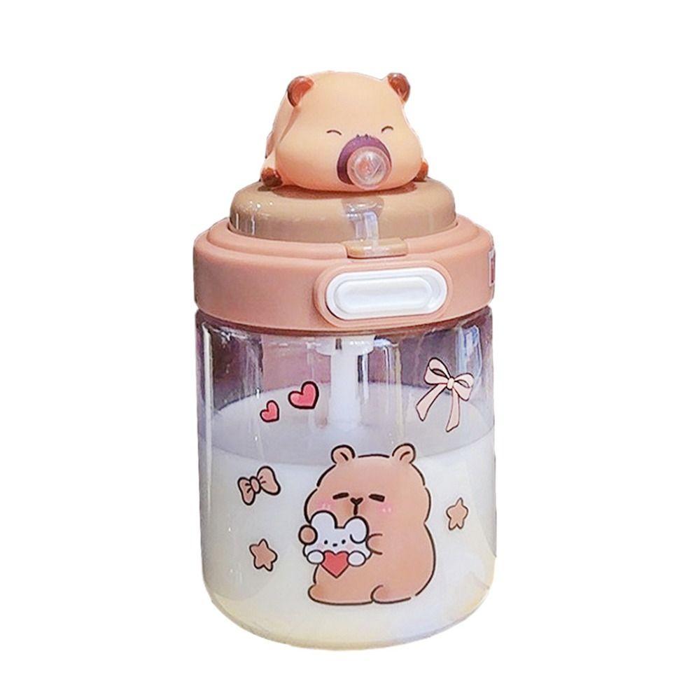 Cute Capybara Water Bottles Spit Bubble Sport Water Bottle Milk Cup Cartoon Plastic Cup  Summer