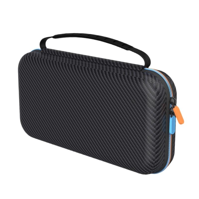 Game Console Pouch Bag for NS2 Carbon Fiber Texture Carry Case with Pocket & Handle Scratchproof Storage Box