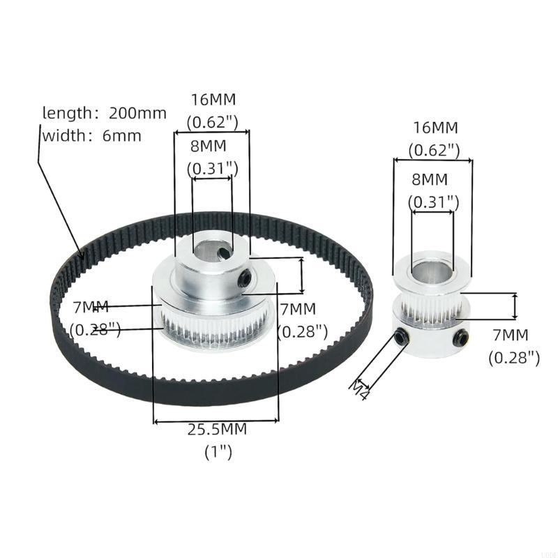 2PCS Set GT2 Synchronous Wheel 20&36 Teeth 5mm Bore Aluminum Timing Pulley