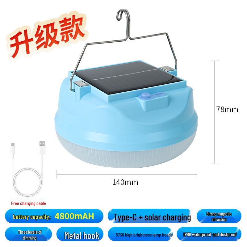 Solar-Powered Bread-Style Light with Broad Illumination and USB Charging