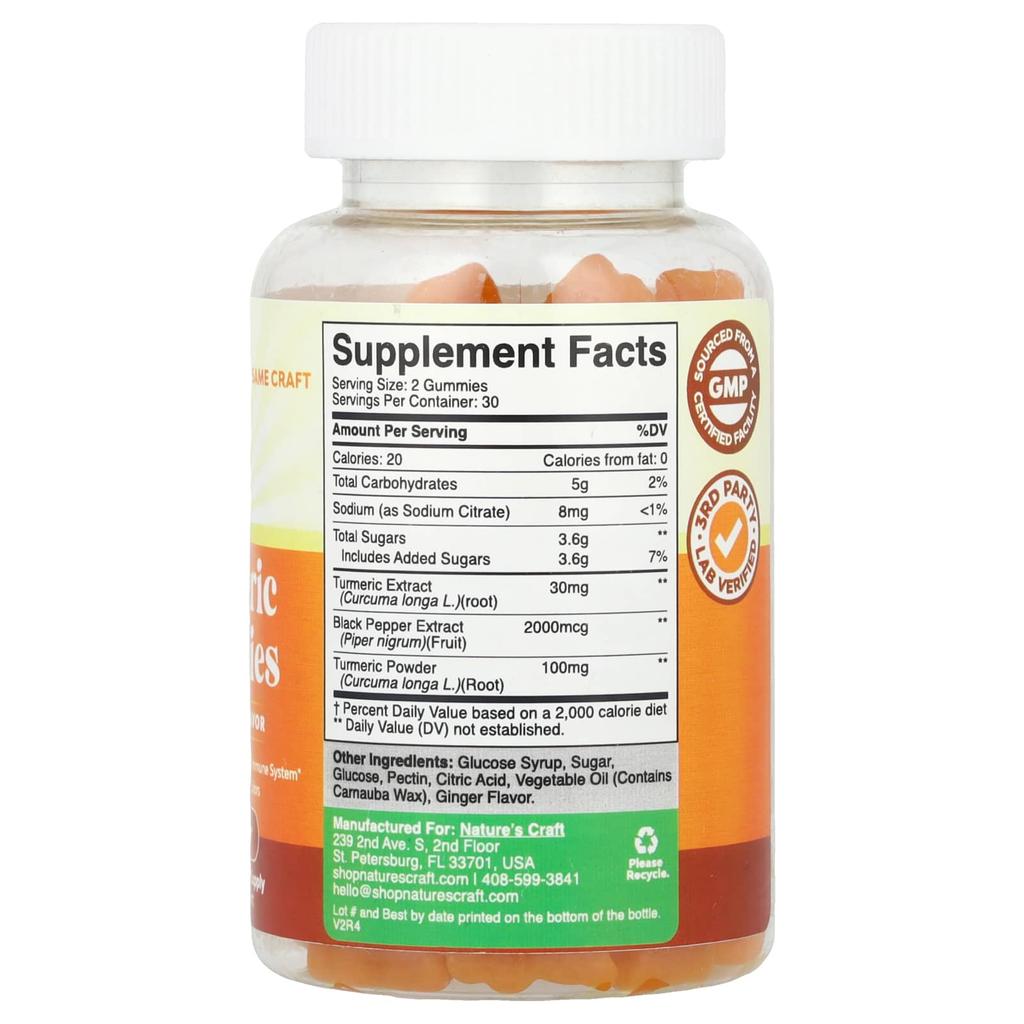Nature'S Craft, Turmeric Gummies, Ginger, 60 Gummies