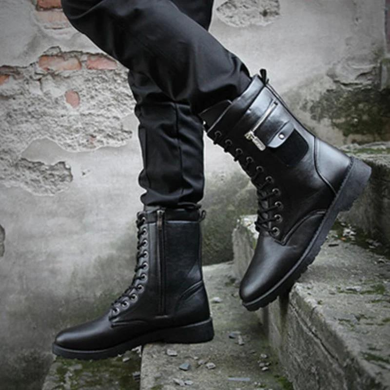 Men's Boots High Cut Trendy With Zip Male Shoes Original Deals Offers Cheap New Y2k Classic Fashion Designer In Promotion