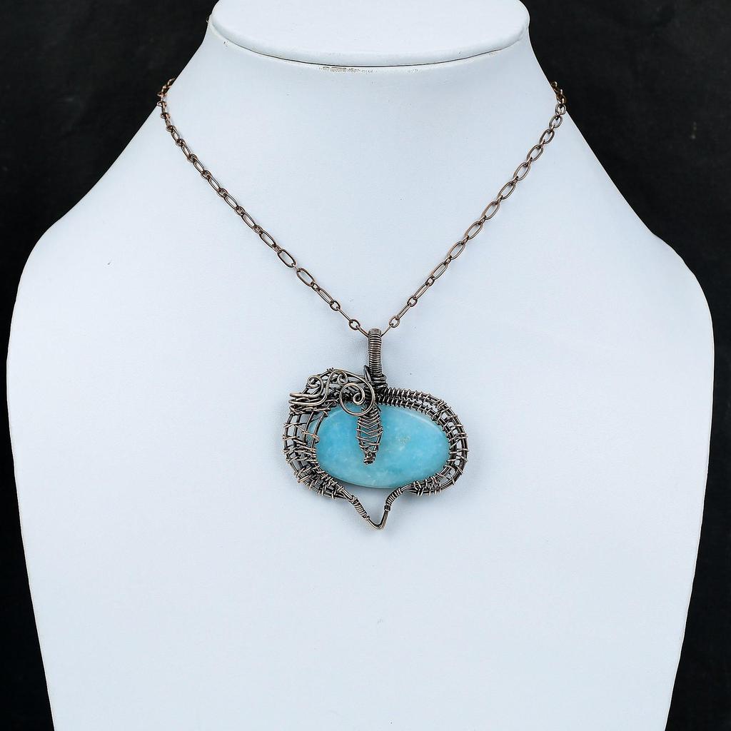 Hemimorphite Pendant Copper Wire Wrapped Pendant Hemimorphite Copper Jewelry Handmade Pendant Wire Wrapped Gemstone Jewelry Anniversary Gift