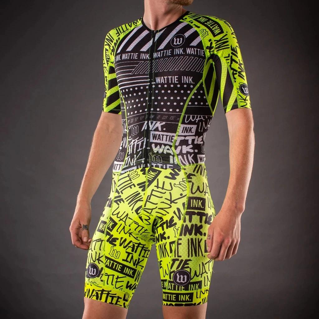 Wattie Ink Bike Shorts Bike SuitsMen‘s Cycling Jumpsuit Race Skinsuits for Cycling Speed Suit Long Sleeve Jersey Road Mountain