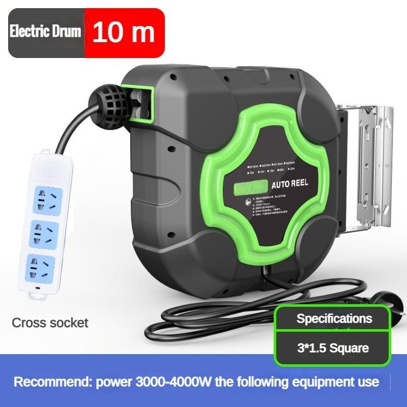 Wall Mounted Electric Drum Automatic Retractable Pipe Reel Standard All Copper Wire Socket Automotive Factory Maintenance Tool