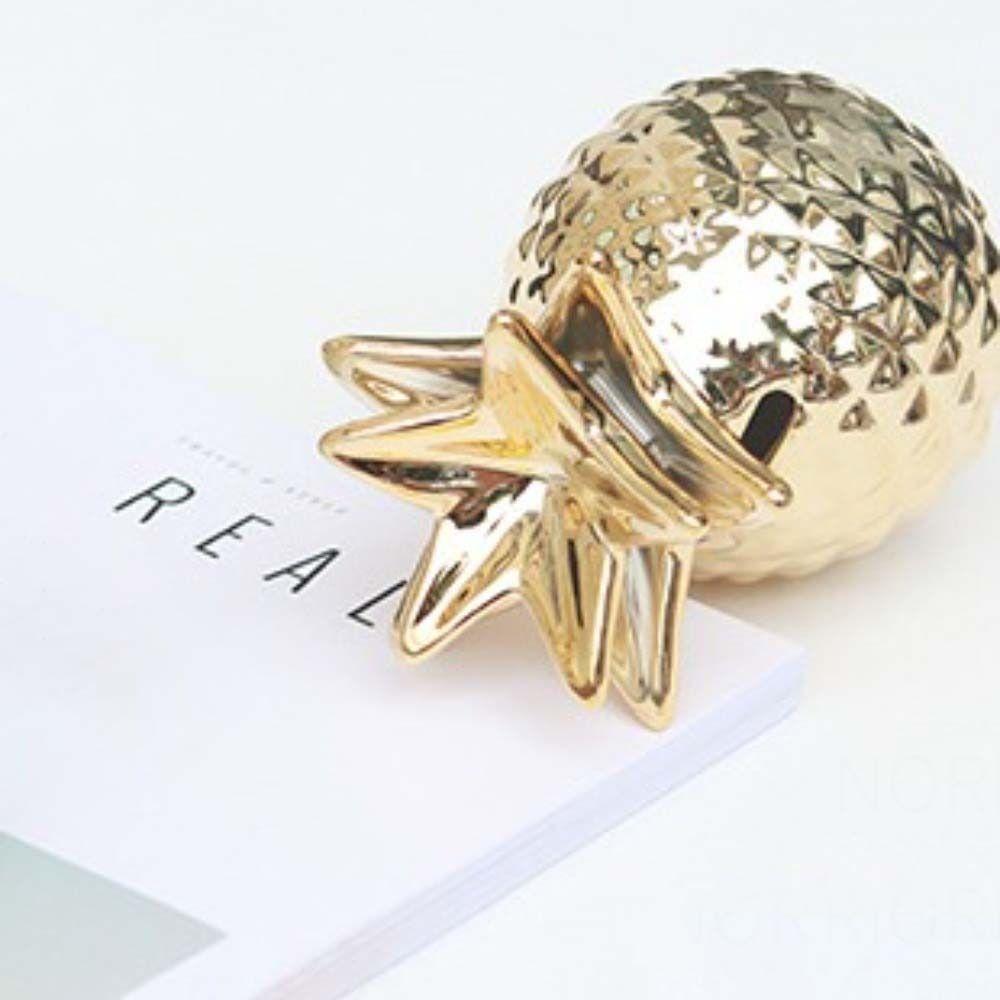 Ceramic Ceramic Pineapple Piggy Bank Gilding Nordic Style Savings Money Tank Golden Beans Container Home Ornaments Money Jar