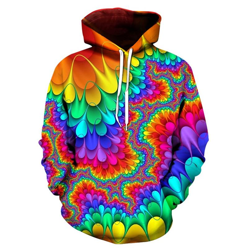 3D Printed Flower Leaf Hoodie For Men Colorful Plants Pattern Long Sleeves Fashion Sweatshirts Pullover Tops Oversized Hoodies