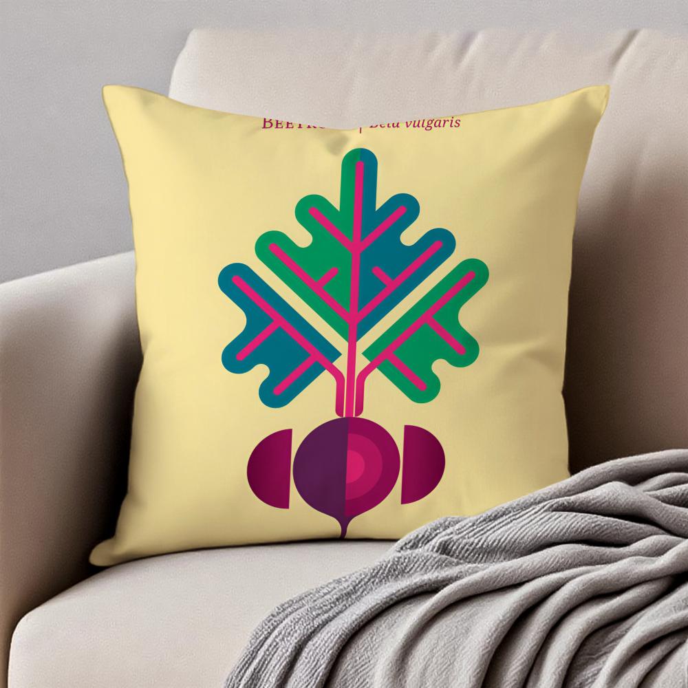 Cute Fresh Art Lovely Simple Vegetable Cushion Cover Pillowcase Antidustmite Invisible Zipper Short Plush Sofa Cushion