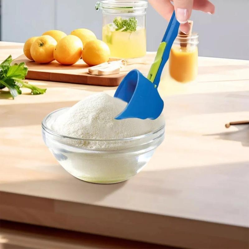 Material Mess-Free Protein Powder Scoop - Sliding Funnel For Milk & Supplements Kitchen Gadget For All Occasions Measuring Spoon
