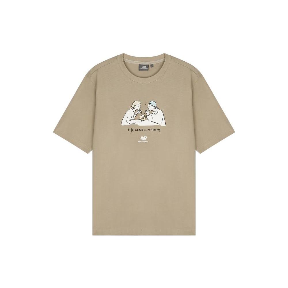 New Balance Graphic Print T-Shirt Asia Sizing Beige White Unisex 5ED26041-LBE M