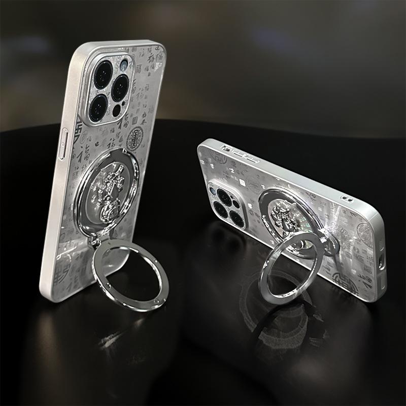 Applicable to Apple 17promax mobile phone case new women's iphone15 Guofeng Baifu 16 gourd folding bracket 14