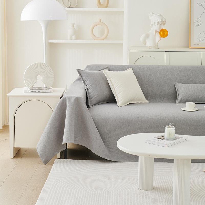 Teddy Velvet Waterproof and Anti Slip Solid Color Minimalist Sofa Cover Cloth Full Cover Cloth Winter Living Room Fabric Blanket