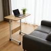 Height-Adjustable Mobile Laptop Desk – Rolling Computer Table with Lockable Wheels – White & Wood – 40 x 40 x 70-90 cm