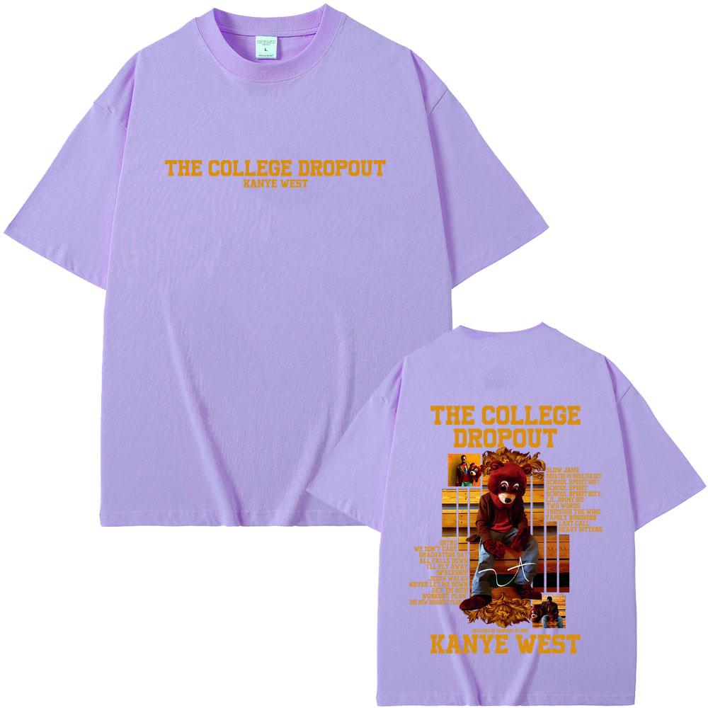 Rapper Kanye West The College Dropout Bear Graphic T-shirt Men Women Hip Hop Pop Music T Shirts Casual Cotton Vintage T-shirts