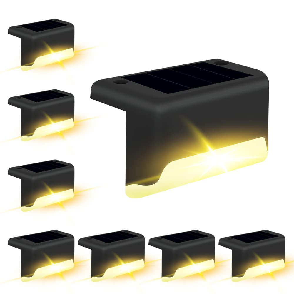 

DAI NING Solar Stair Lights of Outdoor Waterproof Warm White LEDs for and A Great Day (Set 8) Gardens, Decks, Fences, Pathways, Camping, Security. чорний