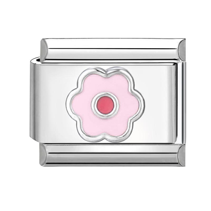 Sweet Pink Flowers Butterfly Tulip Bow Knot Heart Italian Charm Links Fit 9mm Bracelet Stainless Steel Men Women DIY Making Gift
