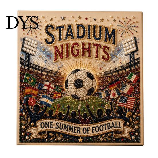 DIY Pearl Painting Football Stadium Kit, Soccer Ball Art Craft Kit for All Skill Levels Nights 3D Beginners Fans Gift Relaxing Activity
