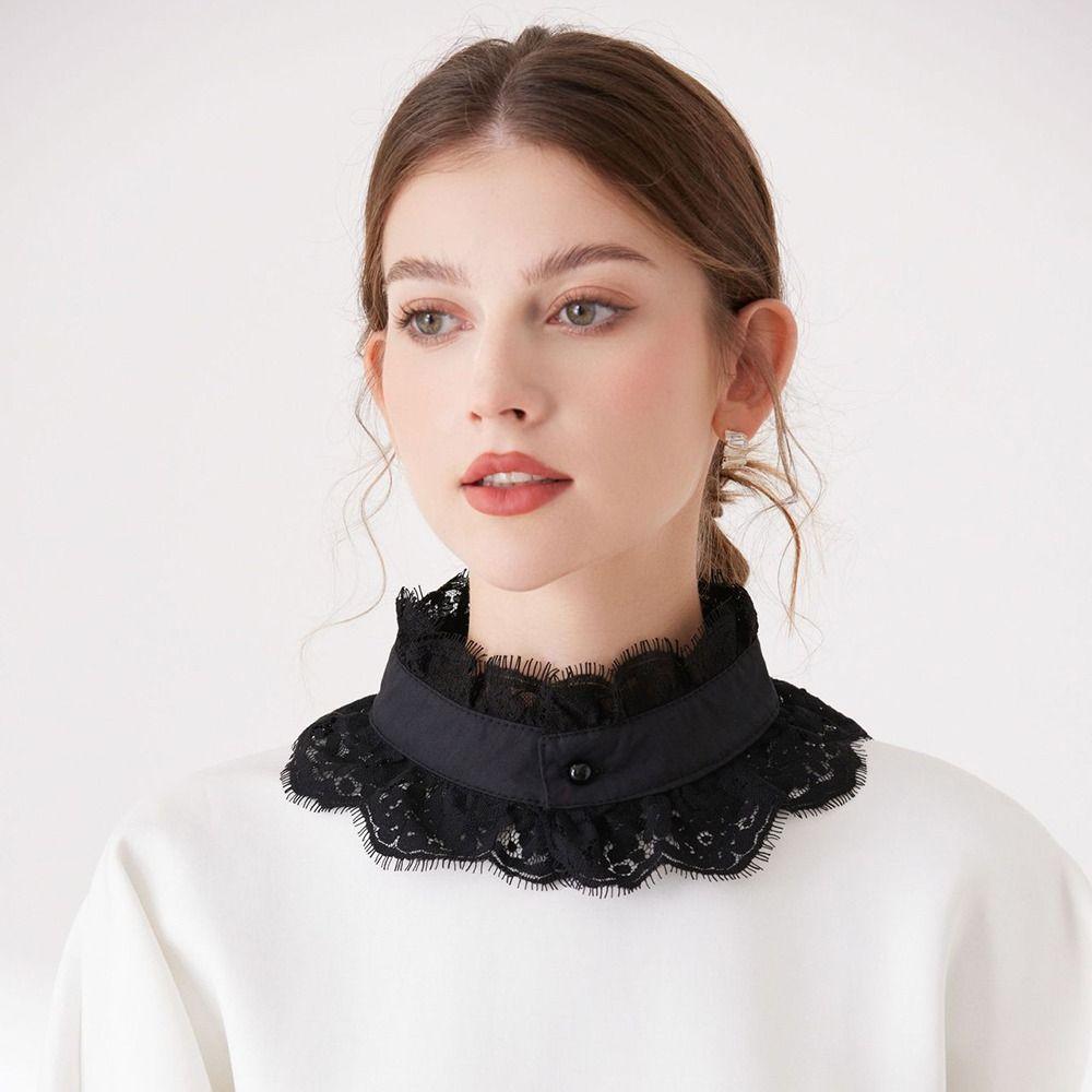 Eleganter abnehmbarer Reverskragen Süßer exquisiter Fake-Spitzenkragen Bequemes klassisches Spitzen-Dekolleté Frauen/Mädchen