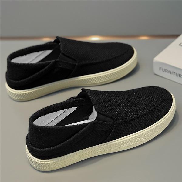 Men's Canvas Sneakers Summer Linen Slip-On Sport Casual Skate Shoes Comfortable Breathable Lightweight Board Shoes For Men