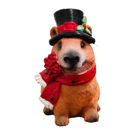 Whimsical Animal Ornaments for Courtyard Christmas Capybara Resin Figurine, Statue with Santa Hat Scarf Wreath, Artistic Crafts Windowsill