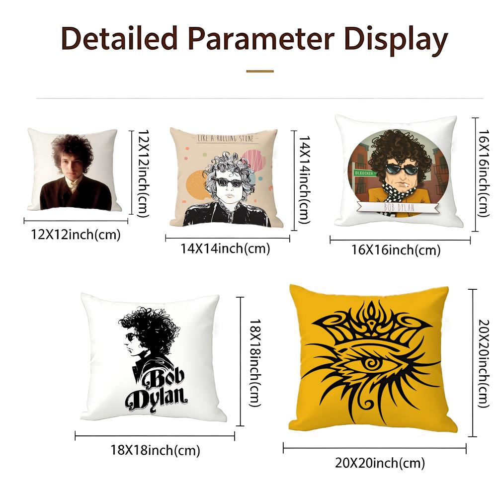 Band - Bob Dylan Cushion Cover Cushion Cover Set 4Pcs 50X50 45X45 40X40 Pillowcase Decorative Sofa Home Decor
