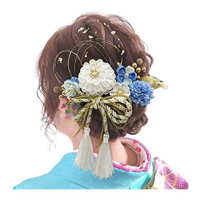 JZOON Tsumami Zaiku Hair Accessories - 7 Colors with Dried Flowers, Artificial Flowers, Mizuhiki, and Baby's Breath - For Kimono, Furisode, Hakama,